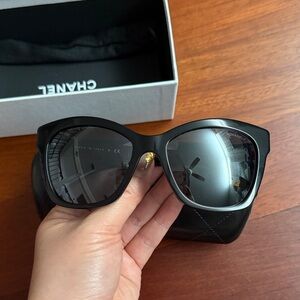 CHANEL Black Oversized Square Sunglasses